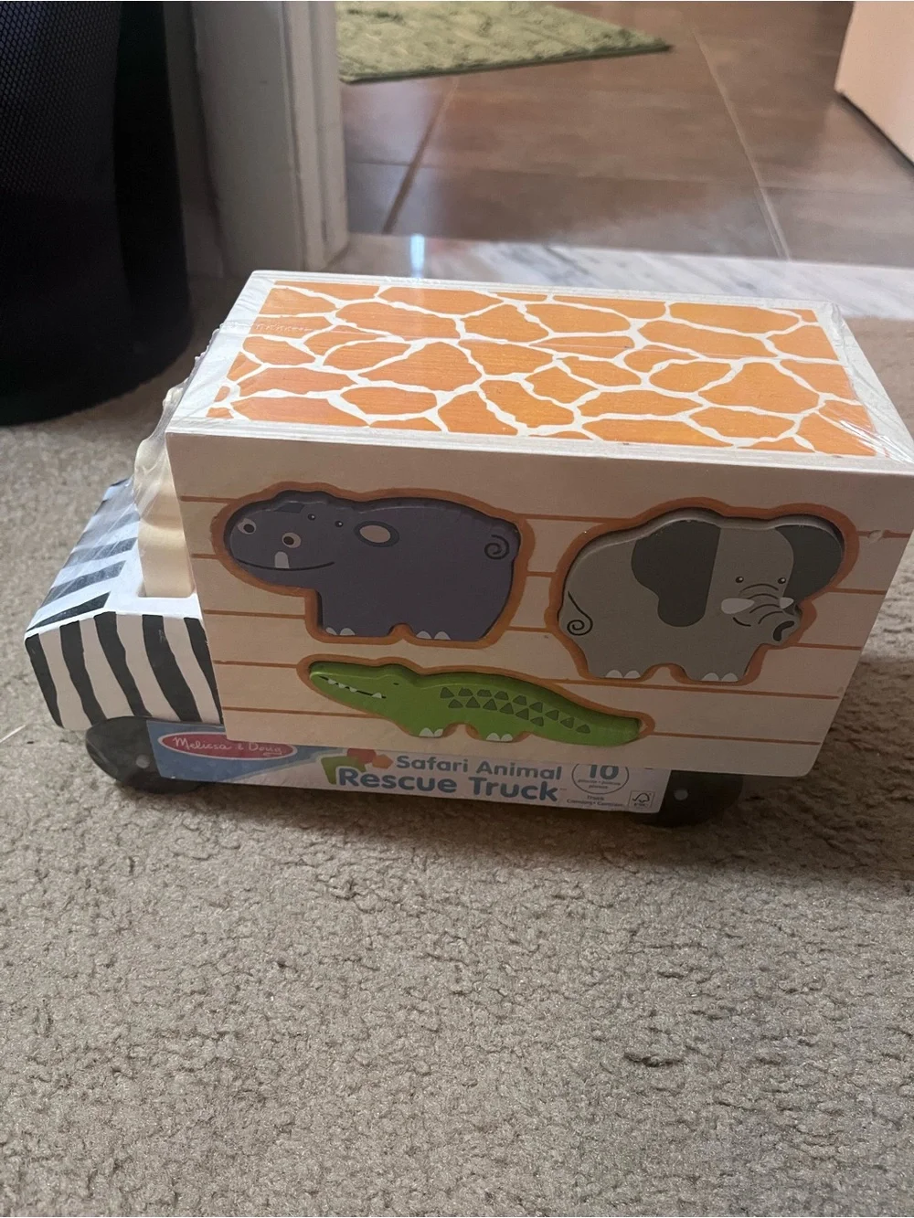 Melissa & Doug Safari Animal Rescue Truck Puzzle - Orange, White, Yellow, Black